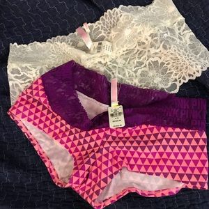 2 pairs VS PINK boy shorts, size large